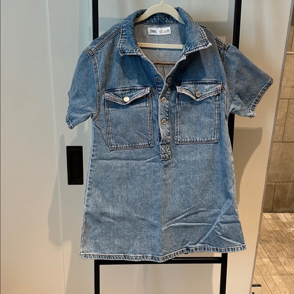 Zara Light Blue Denim Shirt Dress